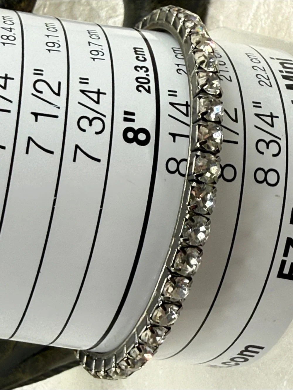 Rhinestone prong set vintage Bracelet - Silver Tone bangle larger stones & size